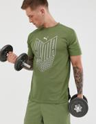 Puma Training Vent Graphic T-shirt In Khaki-green