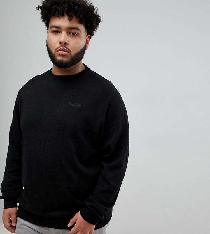 Replika Plus Knitted Roll Neck Sweater In Black - Black