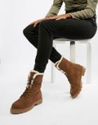 Asos Design Apex Suede Hiker Lace Up Boots - Tan