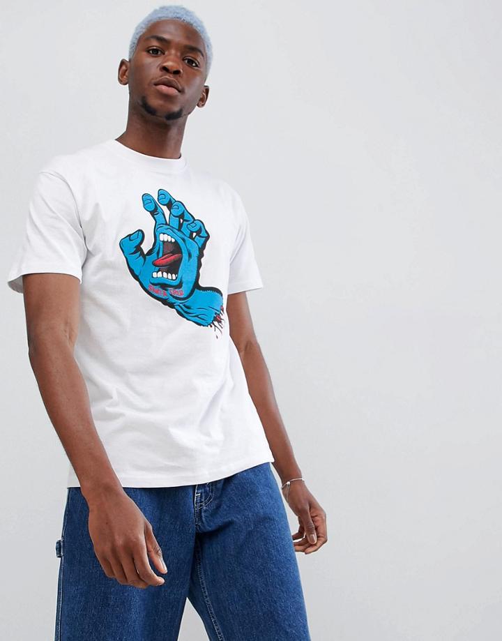 Santa Cruz Screaming Hand T-shirt In White - White