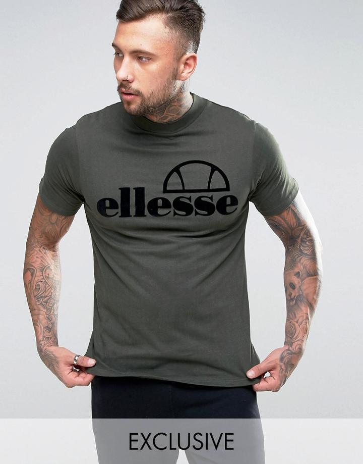 Ellesse High Neck T-shirt With Flock Logo - Green