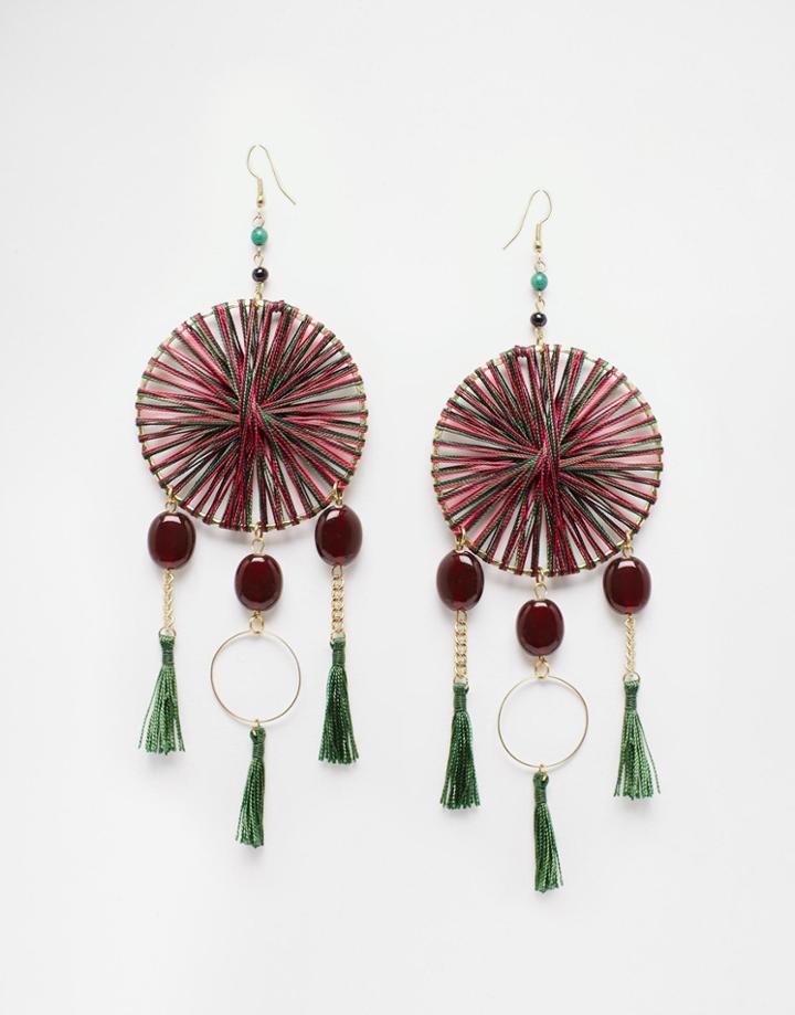 Asos Statement Dreamcatcher Bead Earrings - Multi