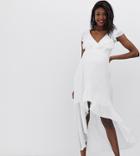 Tfnc Maternity Ruffle Dip Hem Maxi Dress In Polka Dot - Multi