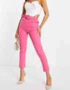 Naanaa High Waisted Cigarette Pants In Pink