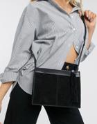 Warehouse Suede Tassel Crossbody Bag In Black