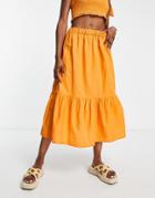 Influence Tiered Midi Skirt In Rust - Part Of A Set-orange