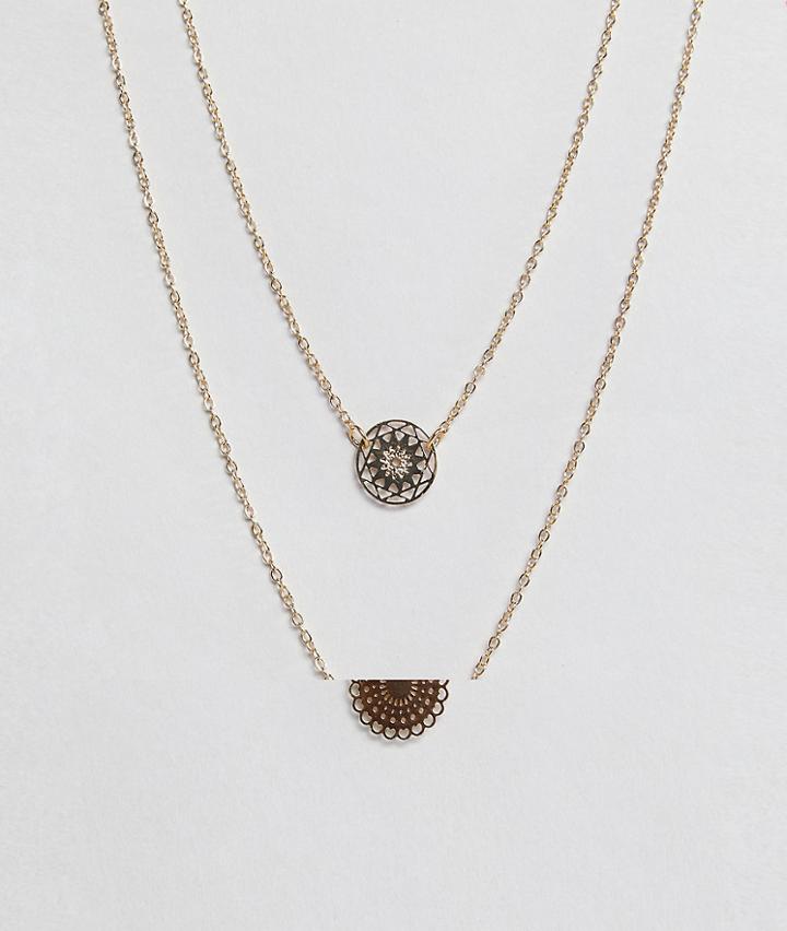Asos Pack Of 2 Filigree Disc Necklaces - Gold
