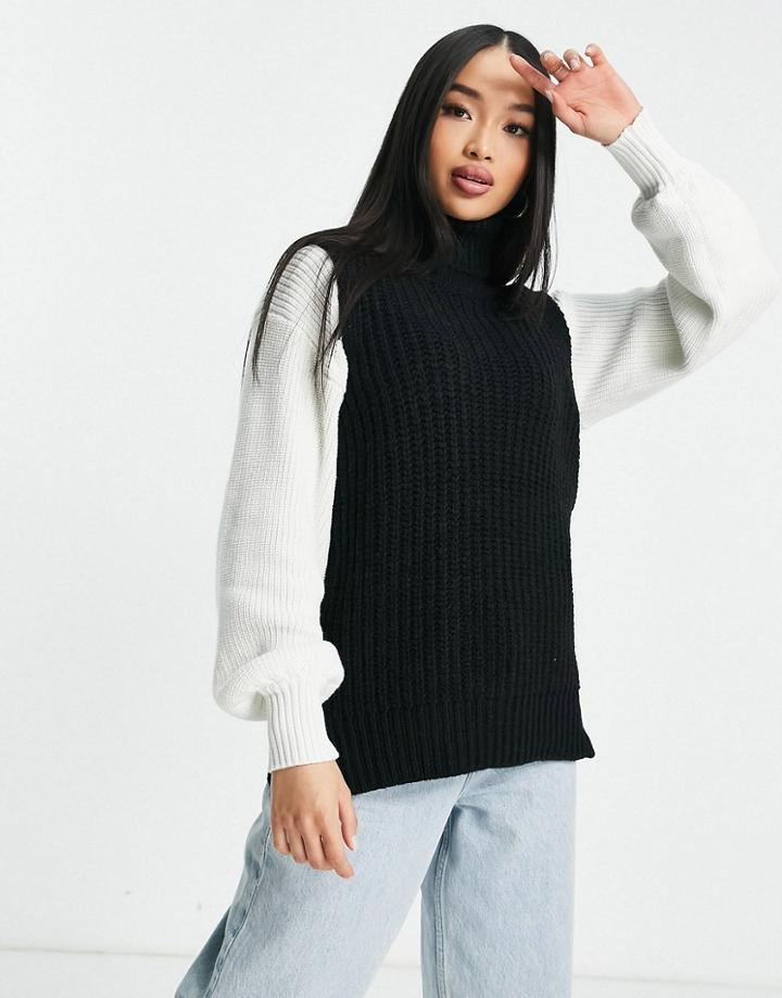 New Look Roll Neck Sweater Tabard In Black