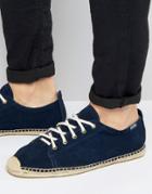 Soludos Suede Lace Up Espadrilles - Navy