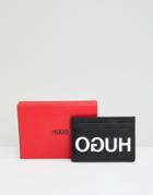 Hugo Exploded Logo Leather Card Holder In Black - Black