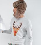 Asos Tall Holidays Sweatshirt With Reindeer And Tail Back Print - Gray