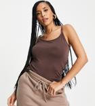 Asos Design Maternity Nursing Cami With Clips In Brown