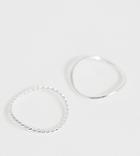 Asos Design Sterling Silver Pack Of 2 Rings In Plain And Twist Wave Design