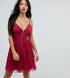 Asos Petite Tiered Mini Cami Dress With Zip Front