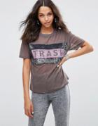 Asos T-shirt With Trash Print In All Over Sequin - Multi