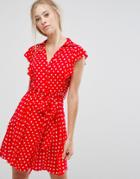 Pearl Ruffle Polka Shirt Dress - Pink