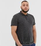Asos Design Plus Polo Shirt In Linen Mix - Black