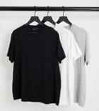 Asos Design Curve Ultimate T-shirt With Crew Neck In Organic Cotton Blend 3 Pack Save-multi
