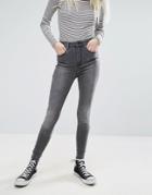 Only High Waist 7/8 Skinny Jeans With Ankle Zip In Gray Wash - Gray