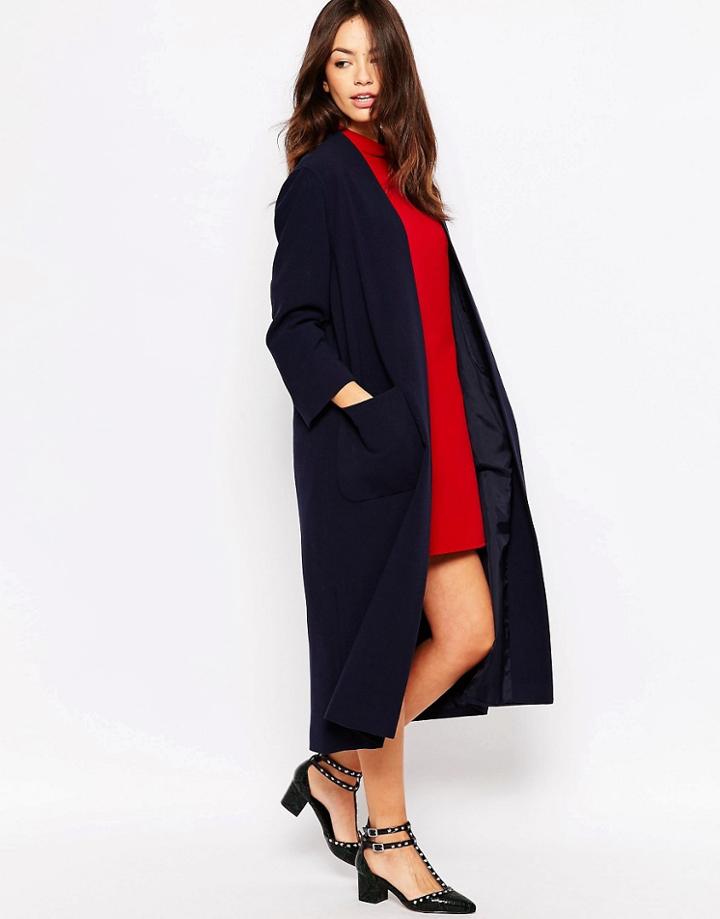Helene Berman Long Lightweight Duster In Navy - Navy