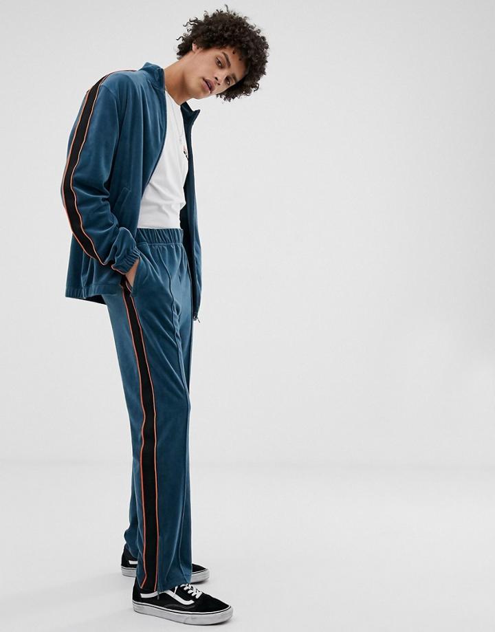 Weekday Local Velour Sweatpants In Turquoise - Blue