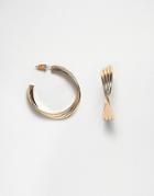 Asos Design Hoop Earrings With Triple Twist In Gold - Gold