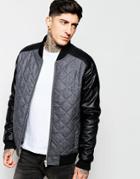 Lindbergh Bomber Jacket With Quilted Front - Gray