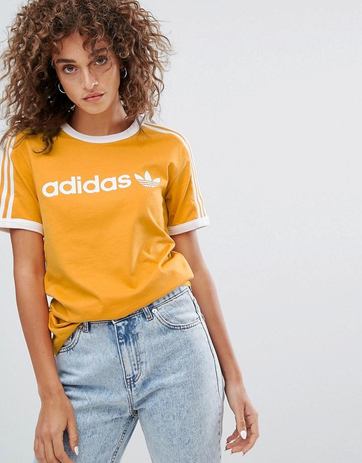 Adidas Originals Linear Tee In Yellow - Yellow