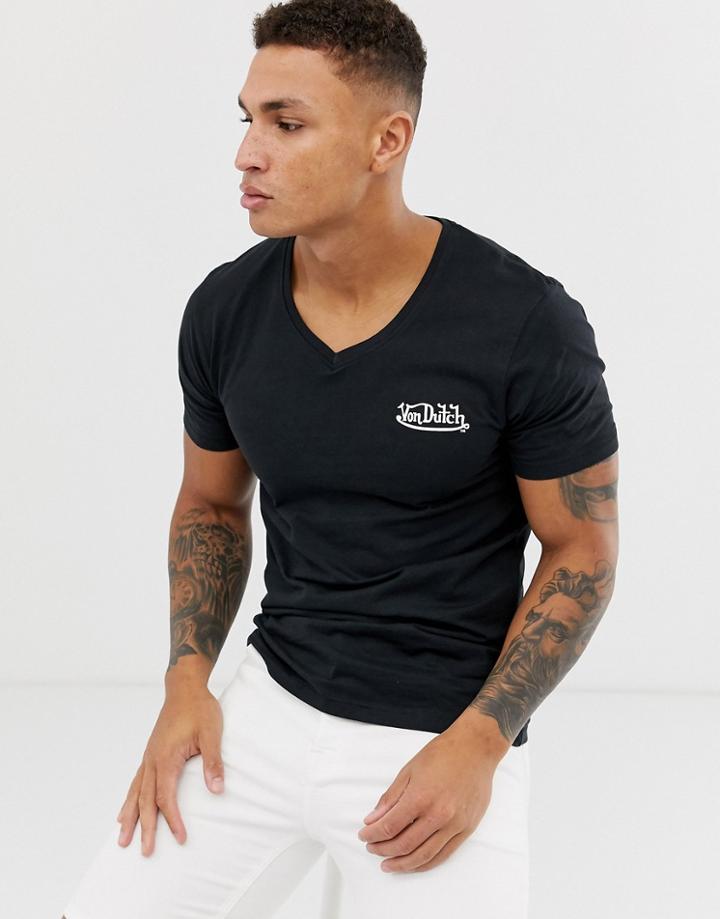 Von Dutch V Neck T-shirt - Black
