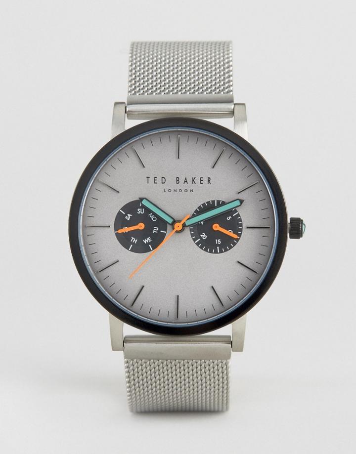 Ted Baker Brit Chronograph Mesh Watch In Silver - Silver