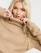 Qed London Turtle Neck Sweater In Oatmeal-neutral
