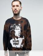 Reclaimed Vintage Inspired Oversized Sweatshirt In Black With The Rolling Stones Band Bleach Print - Black