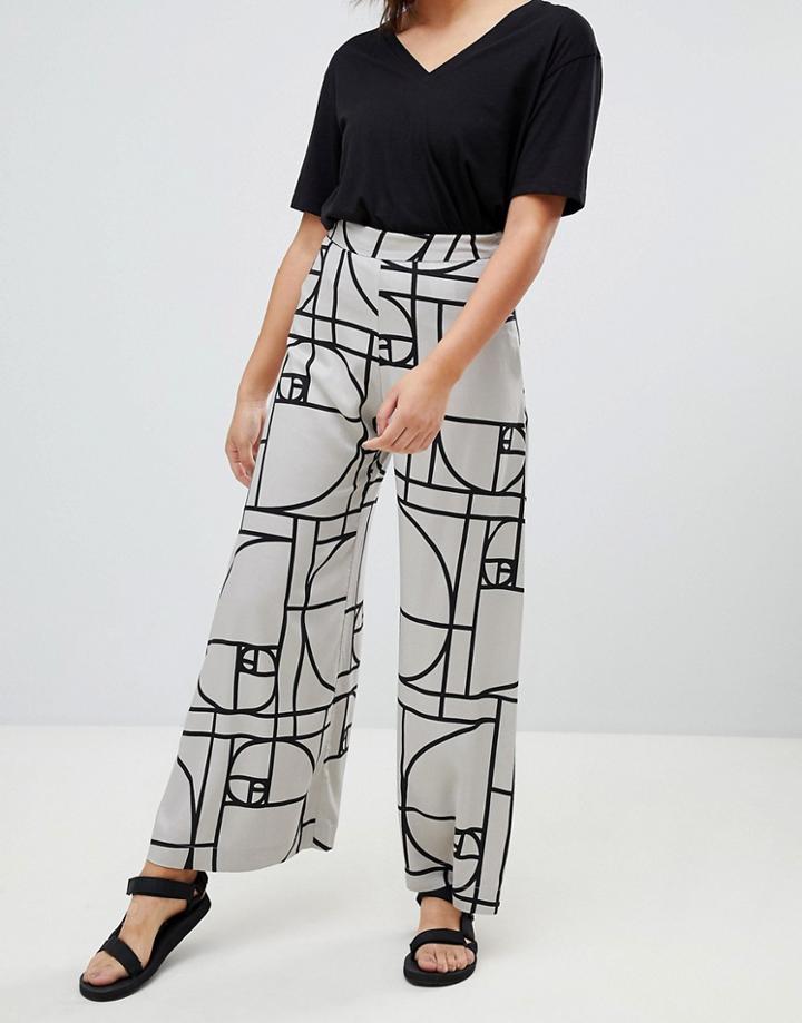 Weekday Wide Leg Pants In Deco Print - Multi