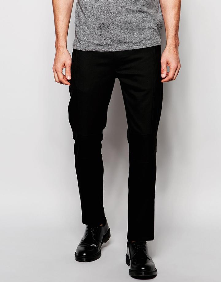 Asos Skinny Trouser With Seams And Zips - Black