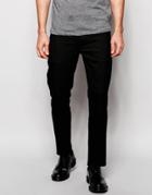 Asos Skinny Trouser With Seams And Zips - Black