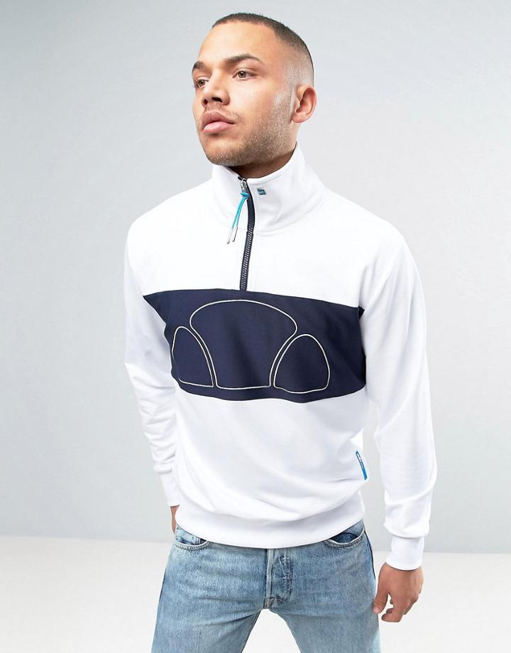 Ellesse Italia Half Zip Poly Sweatshirt - White