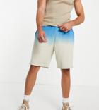 Collusion Oversized Shorts With Ombre Wash Set-blues