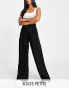 Asos Design Basic Wide Leg Jersey Pants In Black