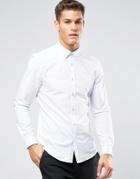 Burton Menswear Slim White Spot Jacquard Shirt - White