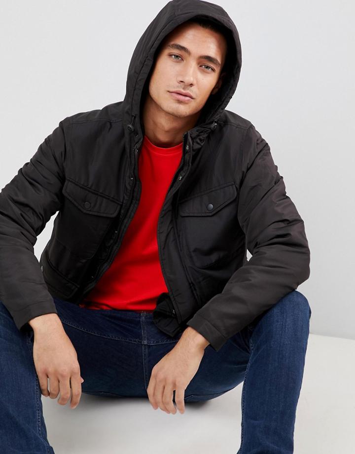 Jack & Jones 4 Pocket Parka Jacket - Black