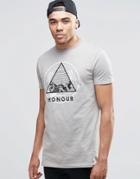 Asos Longline T-shirt With Skull Chest Print In Gray - Dim Gray