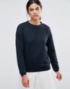 Native Youth Textured Crew Neck Sweater - Navy