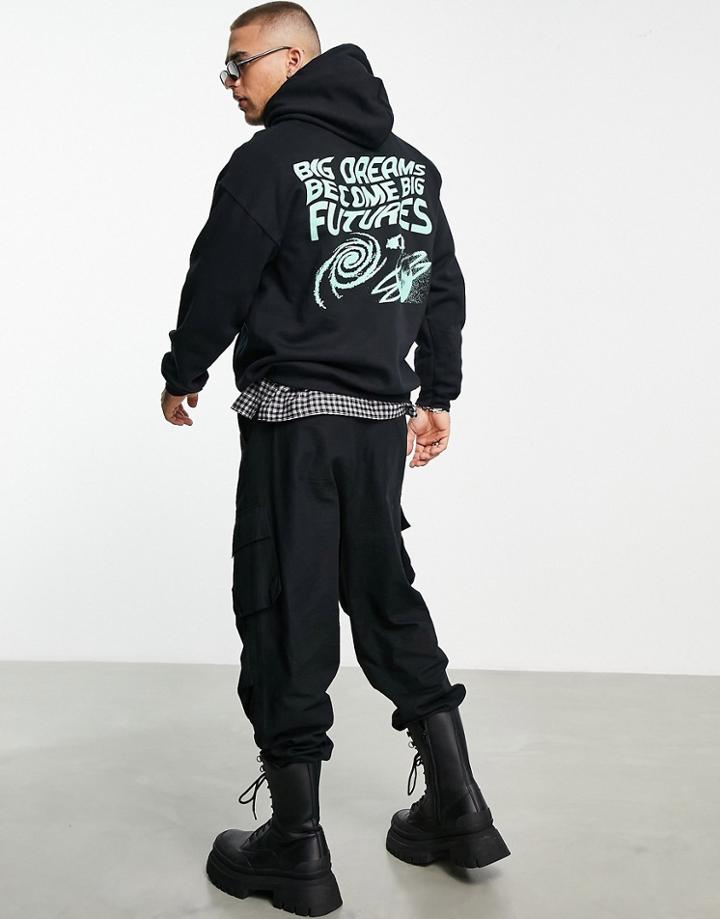 Hnr Ldn Big Futures Back Print Hoodie In Black