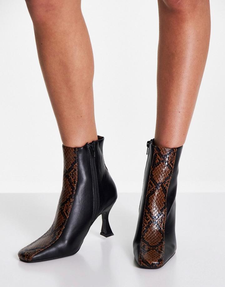 Asos Design Raya Heeled Ankle Boots In Black Mix