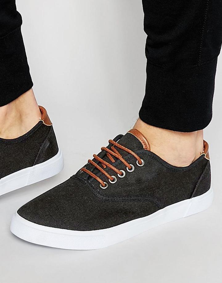 Asos Sneakers In Black With Tan Trims - Black