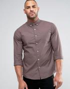 Asos Textured Twill Shirt In Purple In Regular Fit - Red