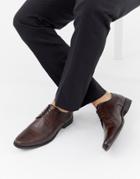 Asos Design Derby Shoes In Brown Leather