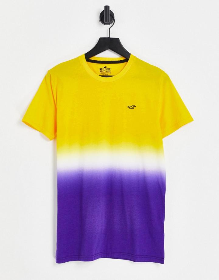 Hollister Icon Logo Ombre Stripe T-shirt In Purple/white/gold-multi