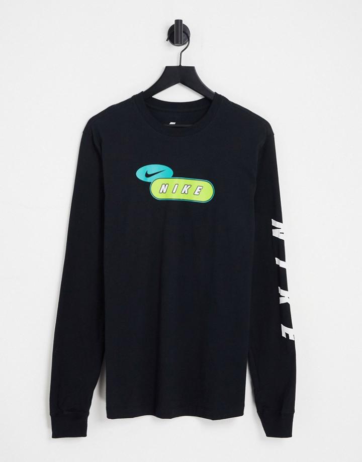 Nike Hbr Logo Long Sleeve T-shirt In Black