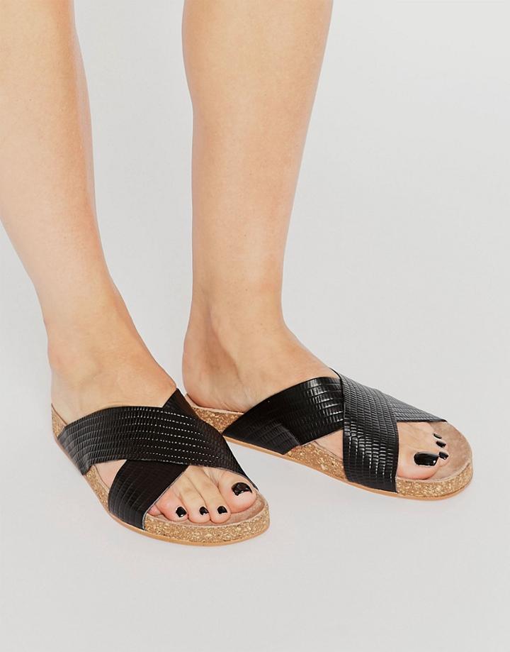 Vero Moda Leather Cross Foot Sandals - Black